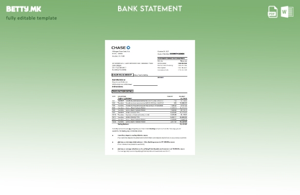 модерен стил USA Chase извод на сметката шаблон ексел
